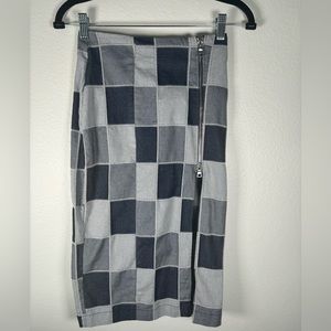 Reformation Jean patchwork pencil skirt